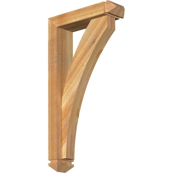 Ekena Millwork Thorton Arts and Crafts Rough Sawn Bracket w/ Offset Brace, Western Red Cedar, 4"W x 14"D x 26"H BKT0402X14X26THR03RWR - main